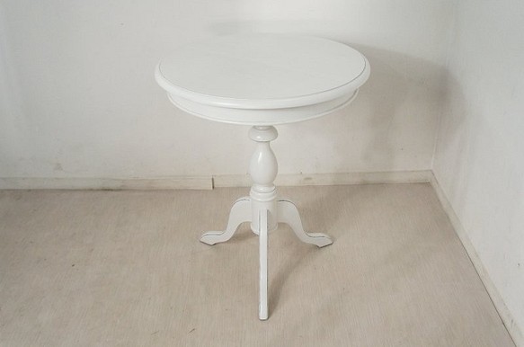西洋アンティーク調 ティーテーブル ホワイト 円形 丸 tab020 1枚目の画像