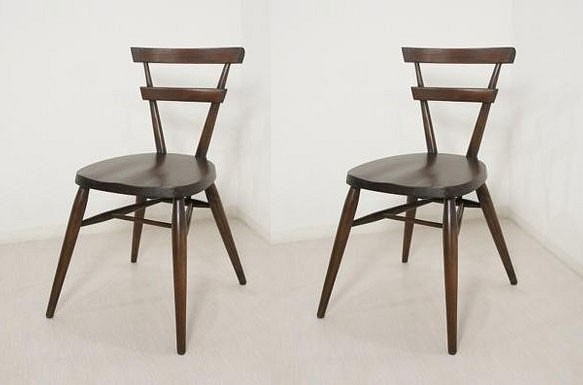 【2脚セット】アンティーク調 ダブルバーバック チェア 無垢 木製椅子 カントリー ダーク 1枚目の画像