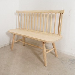 【送料無料】ミンディ無垢 背有 木製ベンチ 長椅子 カントリー家具 W120 未塗装 Ben102 1枚目の画像