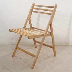 木製 ホールディングチェア 折り畳み椅子 チーク無垢 未塗装ナチュラル 