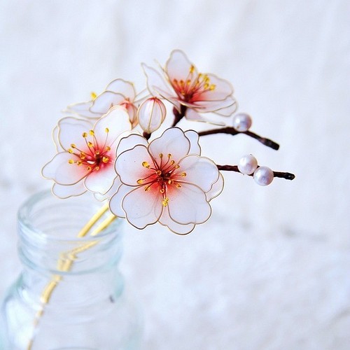 かんざし「桃の花」 髪飾り ヘアアクセサリー miyabiko 通販｜Creema 