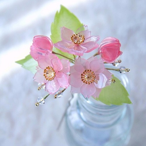 かんざし「桃の花」 髪飾り ヘアアクセサリー miyabiko 通販｜Creema 