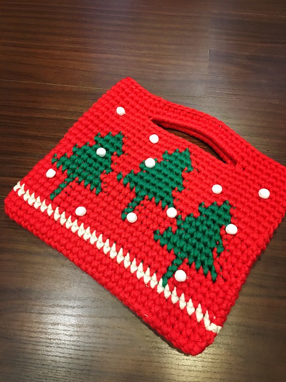 手編毛線提包《聖誕風》 第1張的照片