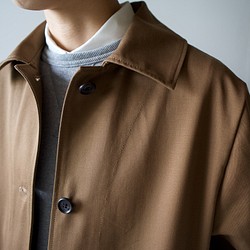 twill cotton/bal collar coat/brown 1枚目の画像