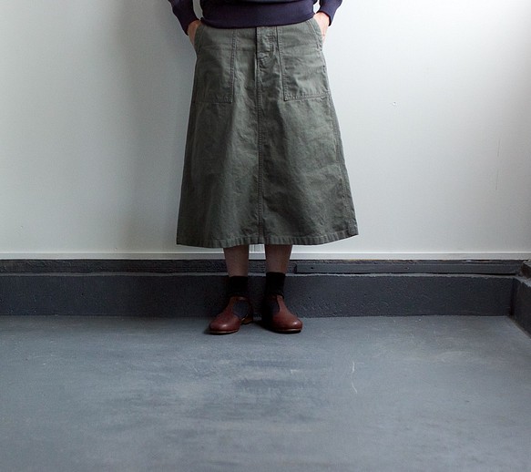 army cord/baker skirt/khaki 1枚目の画像