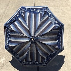 遠州綿紬と藍型手染めの日傘 初夏の持ち物 1枚目の画像