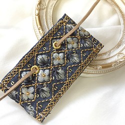 【再販】インド刺繍 リボン ポニーフック ラップリボン リボンラップ ブルー 1枚目の画像