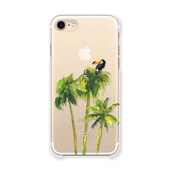 ヤシの木の上のオオハシ＊　iPhoneケース 11 XR 8 8Plus 7 7Plus  SE クリアケース 1枚目の画像