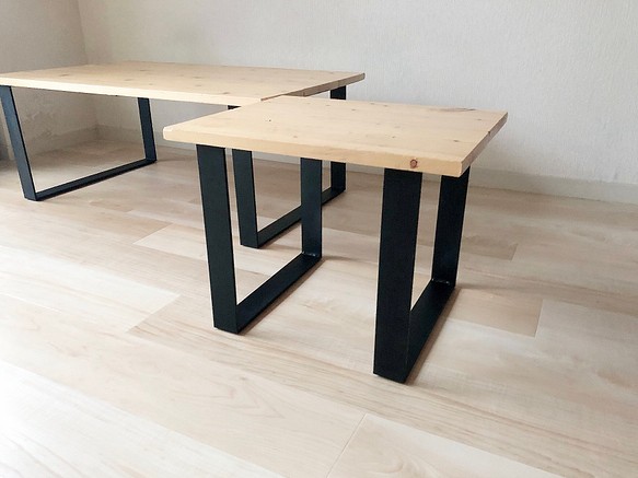 無垢木 小サイズ リビングテーブル センターテーブル ベッドサイドテーブル 無塗装 天然木 アイアイテーブル セカンド 1枚目の画像