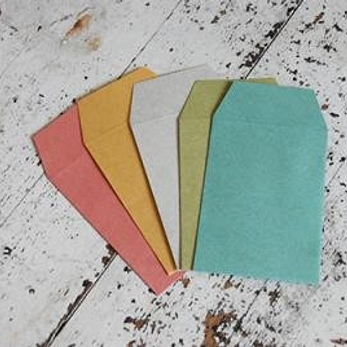 名刺サイズ縦型封筒(10×7)　５色　各５枚　シンプル