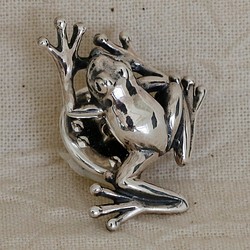 カエルピンバッジ　シルバーアクセサリー　かえる　蛙　動物　アニマルモチーフ　SV925　ギフト対応 1枚目の画像