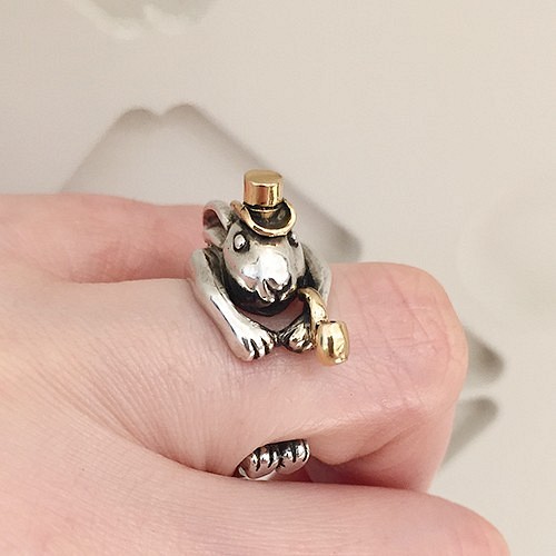 うさぎの紳士リング【卯】 シルバーアクセサリー×K18（ピンクゴールド