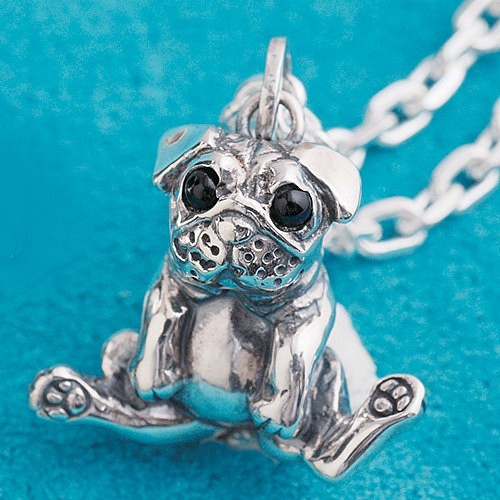 パグ犬ペンダント【戌】 シルバーアクセサリー×オニキス（天然石