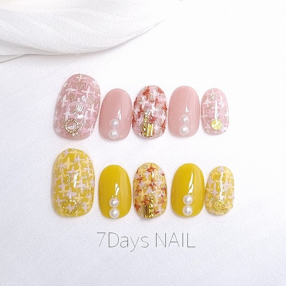 2color ツイードネイル ネイルチップ ネイルチップ ネイルシール 7days Nail 通販 Creema クリーマ ハンドメイド 手作り クラフト作品の販売サイト