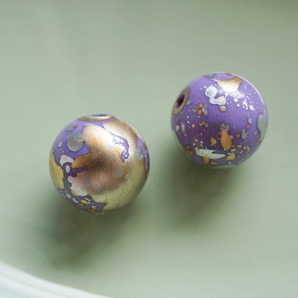 Purple Splatter Beads (2pcs) 1枚目の画像