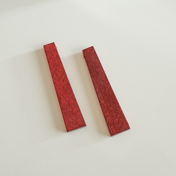 Trapezoid Wood 最大94%OFFクーポン Beads 4pcs あなたにおすすめの商品 -Red-