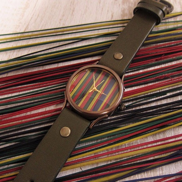 熊本色Igusa x Gin Kobo手工手錶To木皮革皮帶顏色橄欖 第1張的照片