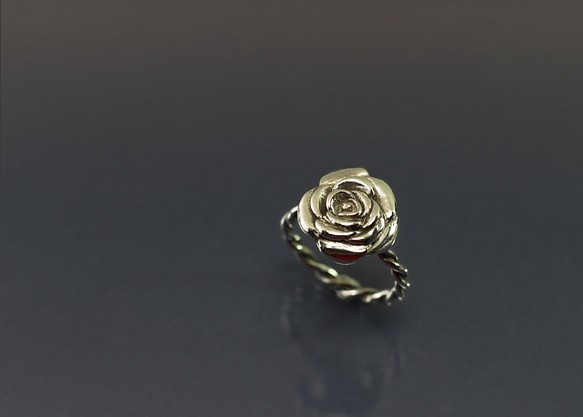 花系列-玫瑰麻花925銀戒(大) 第1張的照片