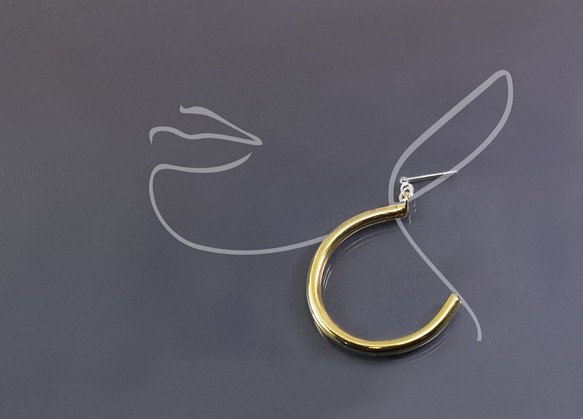 質感系列-黃銅大C耳環(一對) 第1張的照片