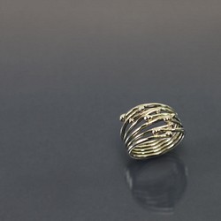 線條系列-小水珠設計925銀戒 第1張的照片