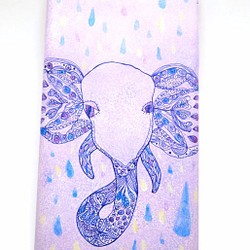 inger純手工彩繪插畫手機殼-彩色雨中的小象 第1張的照片