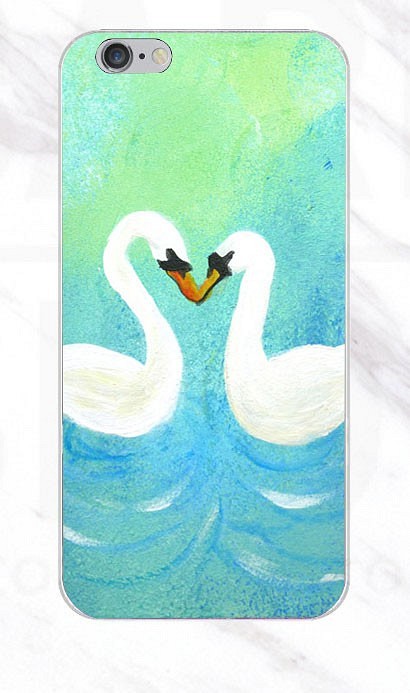 白天鵝的相遇 插畫雙料手機殼 第1張的照片