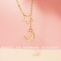 Ronnie_lea 上品な星月物語14kgpネックレス 14kgp star&moon necklace 1枚目の画像