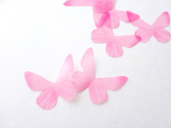 ちょうちょのパーツ 3cm シフォン オーガンジー 蝶 素材 蝶々パーツ ピンク バタフライ 12 1枚目の画像