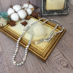 【14kgf】mink ball & pearl long necklace 1枚目の画像
