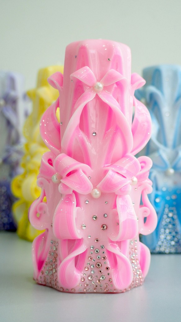 Cut N Carve裝飾藝術蠟燭/Decorative Art Candle - Courtly (8") Pink 第1張的照片