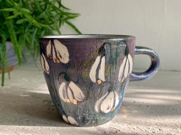スノードロップセラミックコーヒーcup_potteryマグ 1枚目の画像