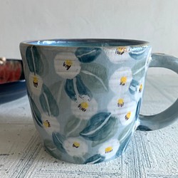 椿温花陶器コーヒーカップ_陶器マグカップ 1枚目の画像