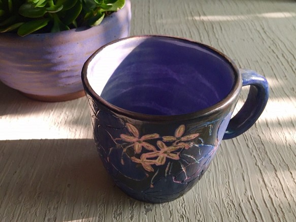 紫色酢醬草陶杯_陶器馬克杯 第1張的照片