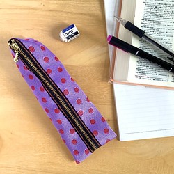 畳縁　波爾卡圓點　筆盒　 獨特　日式　粉色　紫色 第1張的照片