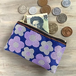 畳縁　硬幣錢包　名片夾　復古流行　花藝設計　日式　可愛　紫色 第1張的照片