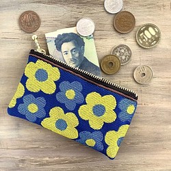 畳縁　硬幣錢包　名片夾　復古流行　花藝設計　日式　藍 第1張的照片