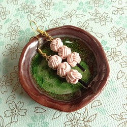 水引“Mizuhiki”製作　日本甜點　耳環　「Wagashi」「Dango」　花視圖　 日式 第1張的照片