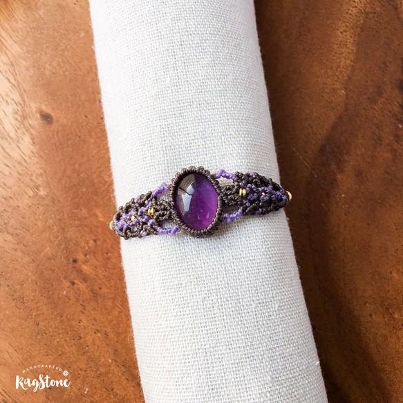 【天然石 Macrame】紫水晶編織手鍊 / Amethyst macrame bracelet 第1張的照片