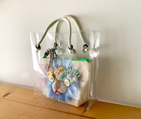 New!Clear pouch bag・blue 1枚目の画像