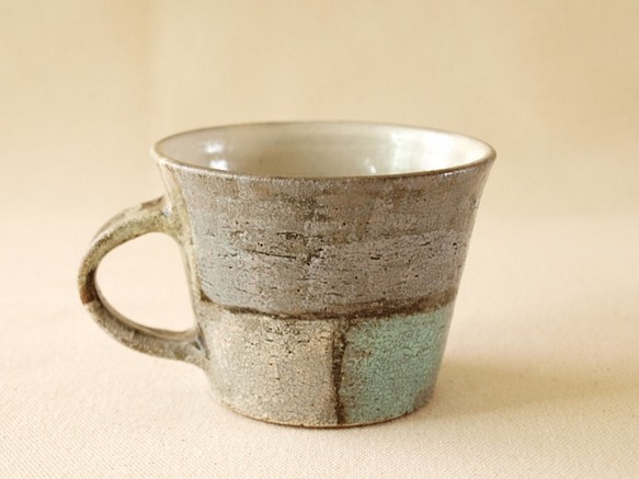 新作【マグカップ　200】　パープル×グリーン　200ｃｃ　陶器 1枚目の画像