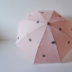 名稱可輸入◉手繪陽傘，粉色&lt;梅花&gt;竹彎柄 第1張的照片