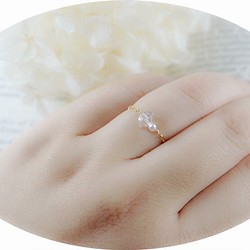 再販Herkimer Diamond＆Pearl　ring 4月誕生石 1枚目の画像