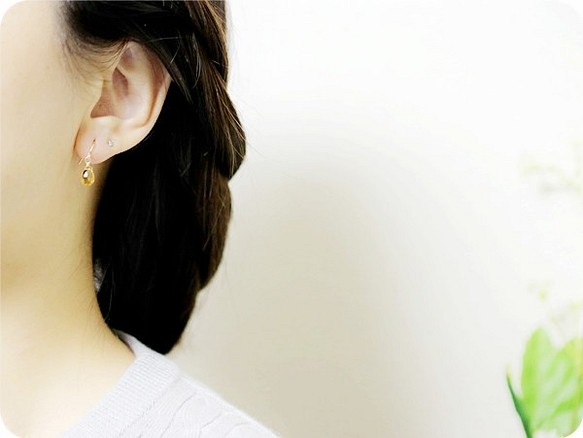 幸運石 - 黃水晶短耳環/耳環11月誕生石 第1張的照片