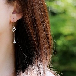 原創淡水珍珠鍊式耳環帶來幸福耳環可更換六月生日石 第1張的照片