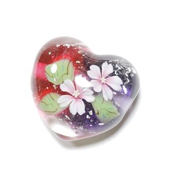 再販　とんぼ玉　桜ハート　横穴 1枚目の画像