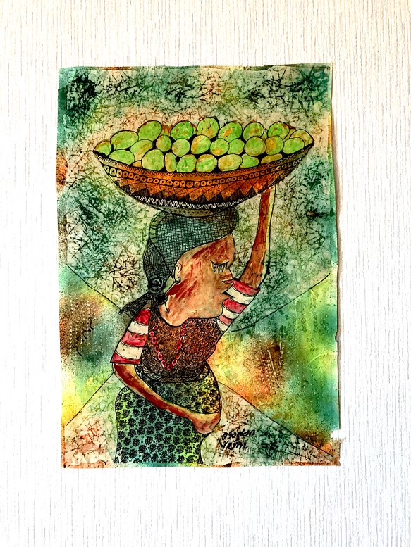 送料無料】絵画 / Selling Oranges / Alao Adeyemi John 絵画 イェミィ