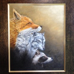 油絵F8号 狐狗狸ケルベロス 1枚目の画像