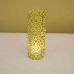 和風照明　CAD-7013 和紙キャンドルＬＥＤ　染和紙(緑)　麻の葉模様　　（ＬＥＤキャンドルホルダー） 1枚目の画像