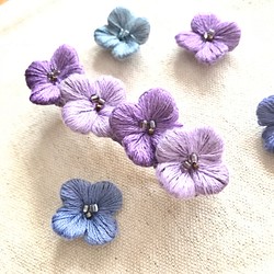 【立体刺繍】紫陽花のバレッタ(葡萄) 1枚目の画像