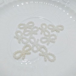 ❤珍珠鏡貝系列❤復古宮廷風 白色珍珠蝴蝶結配件 10個入 第1張的照片